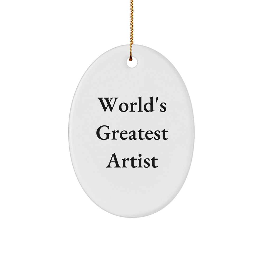 World's Greatest Artist Oval Ornament, Funny Quote Gifts from Family to Artist Friends, Christmas Unique Gifts for Artists - Image 1