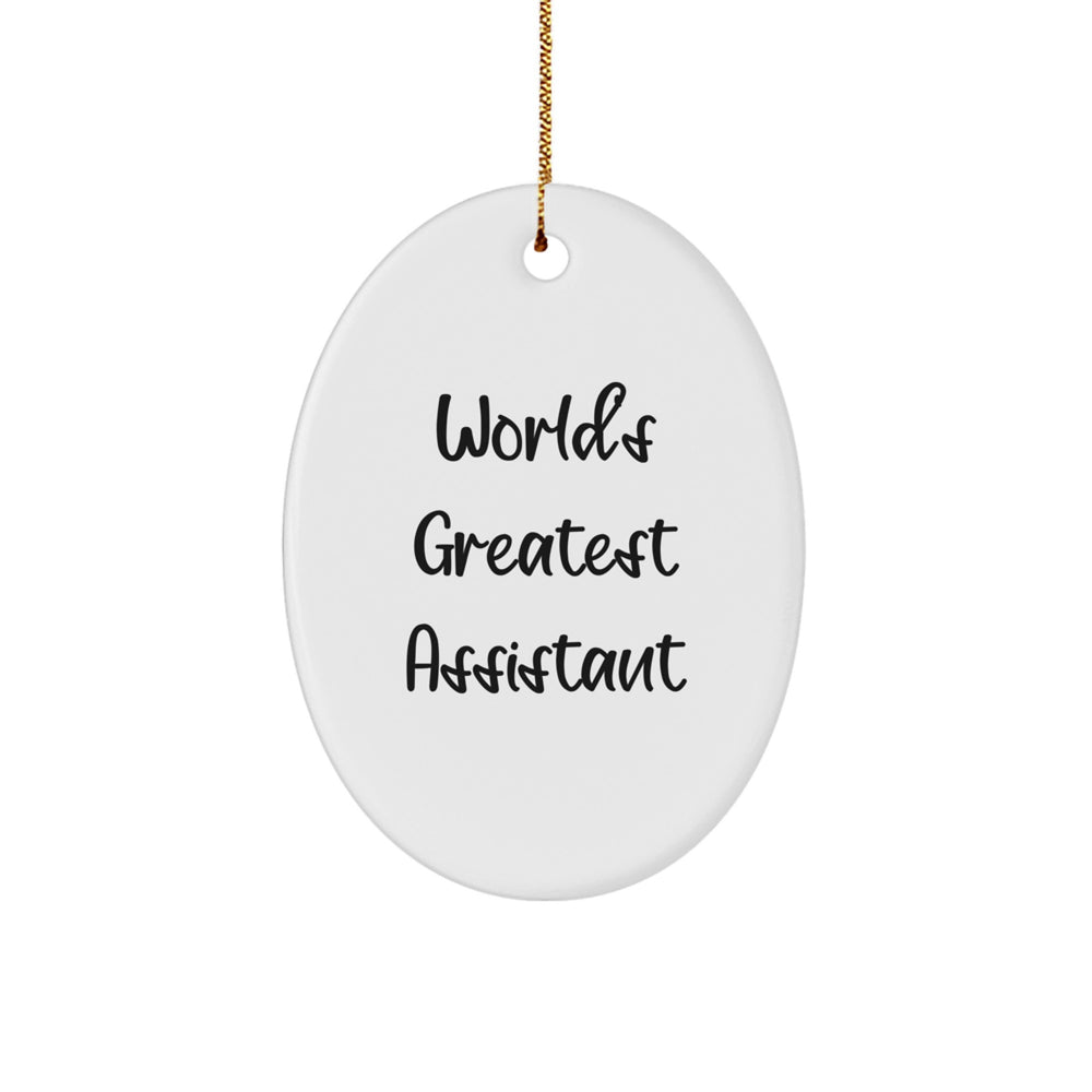 Funny World's Greatest Assistant Oval Ornament Gifts from Men to Friends | Unique Christmas Memorable Present for Assistant - Image 1