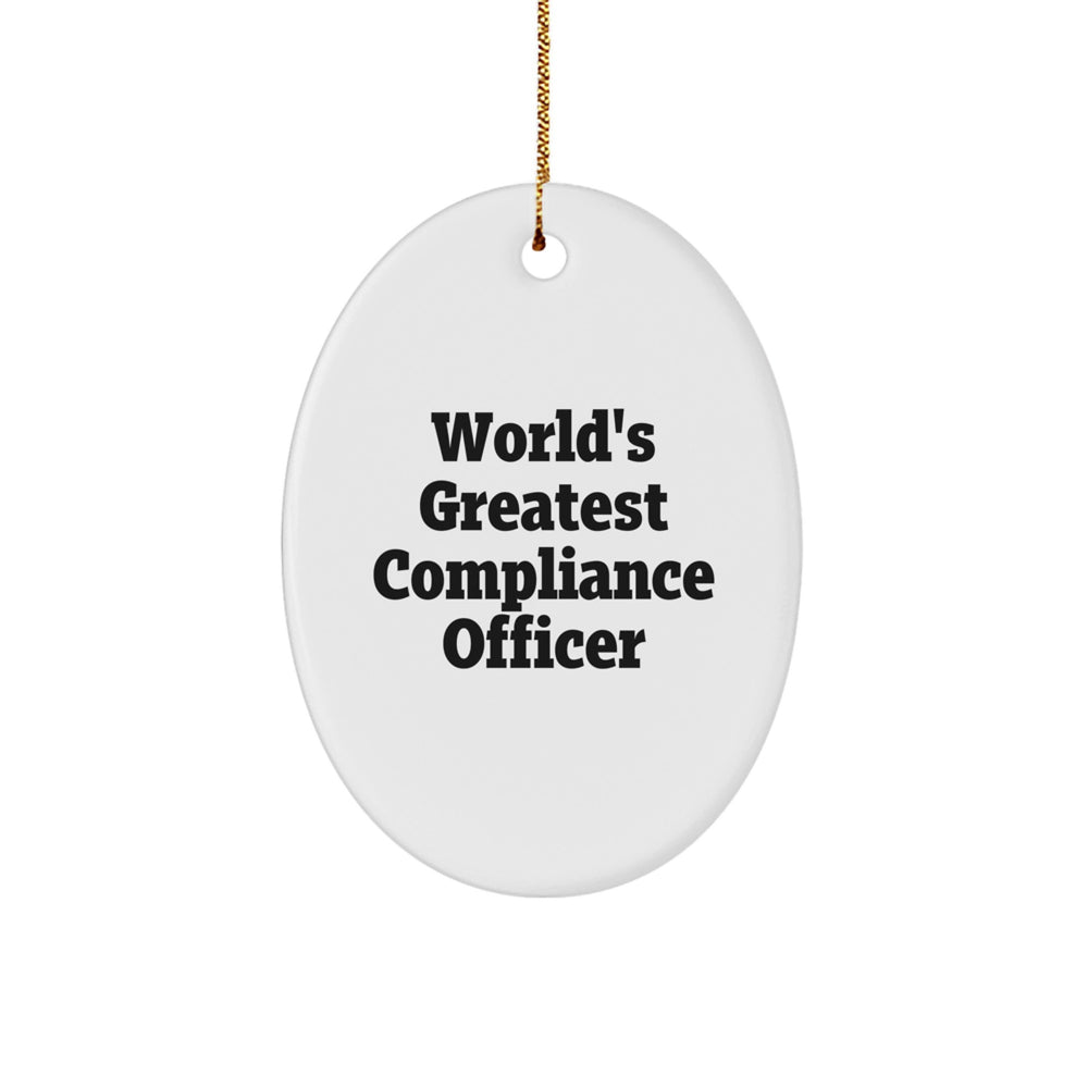 Funny World's Greatest Compliance Officer Oval Ornament Gifts from Friends, Coworkers to Compliance Officer for Christmas - Image 1