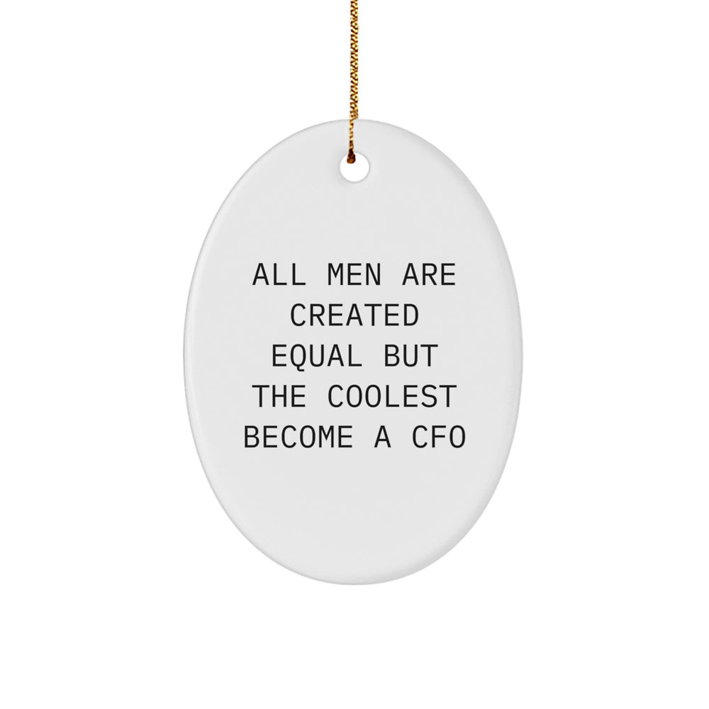 Funny CFO Gifts from Men to Friends - Oval Ornament for Christmas 'All Men Are Created Equal But The Coolest Become A CFO' - Unique Present for CFOs and CFO Enthusiasts - Image 1