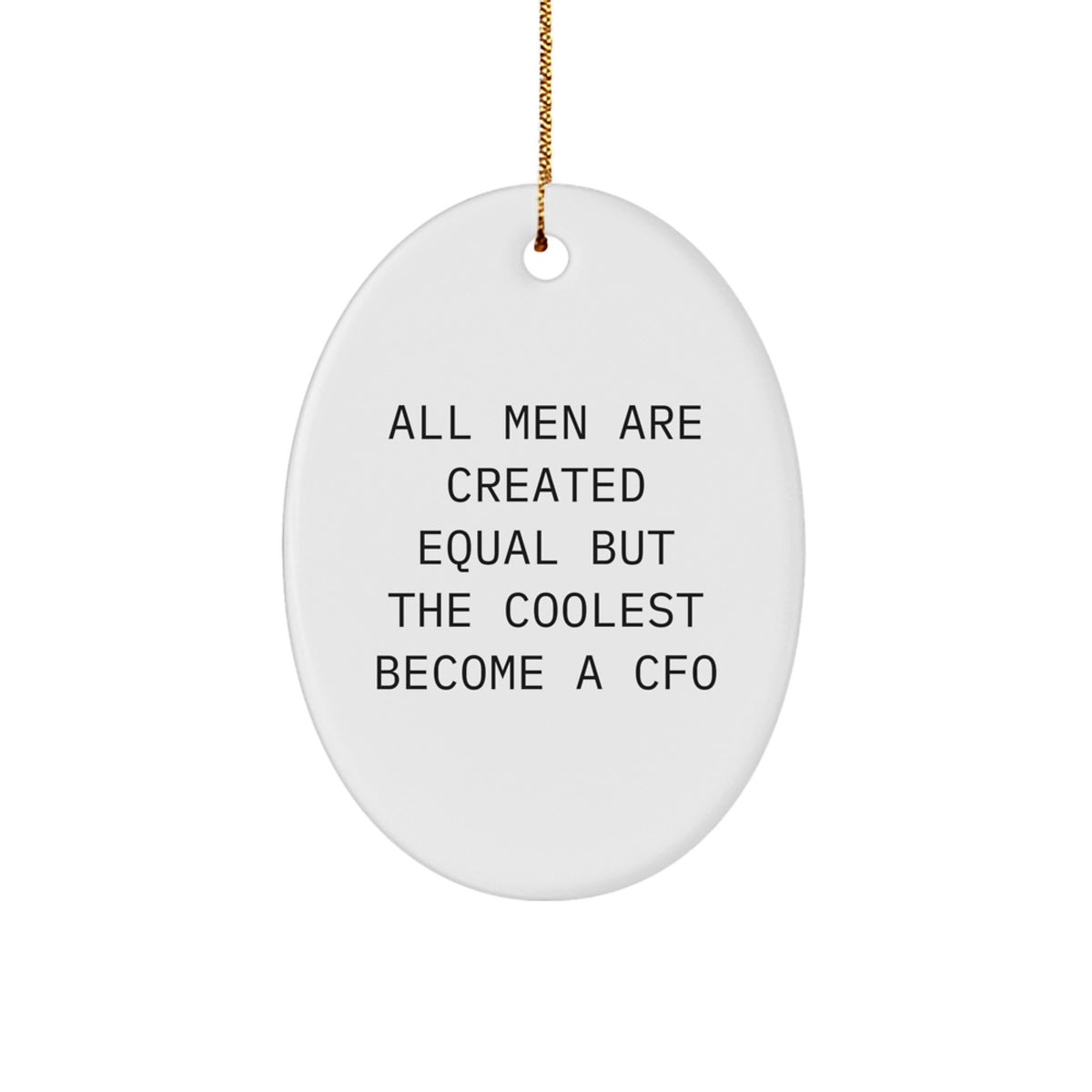 Funny CFO Gifts from Men to Friends - Oval Ornament for Christmas 'All Men Are Created Equal But The Coolest Become A CFO' - Unique Present for CFOs and CFO Enthusiasts - Image 1