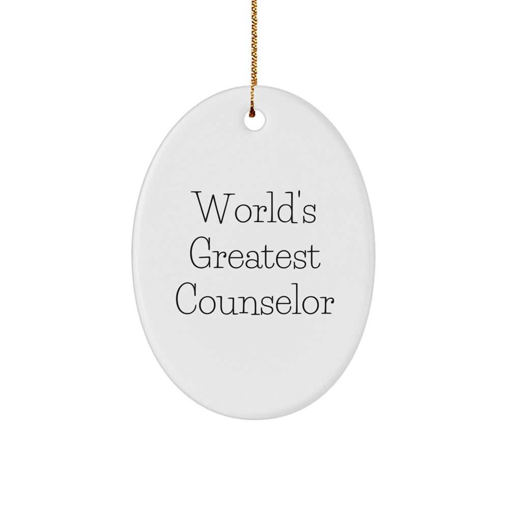 World's Greatest Counselor Funny Christmas Unique Gifts from Friends to Counselor Men Oval Ornament, Oval Shaped Counselor Decor, Counselor Inspiration - Image 1