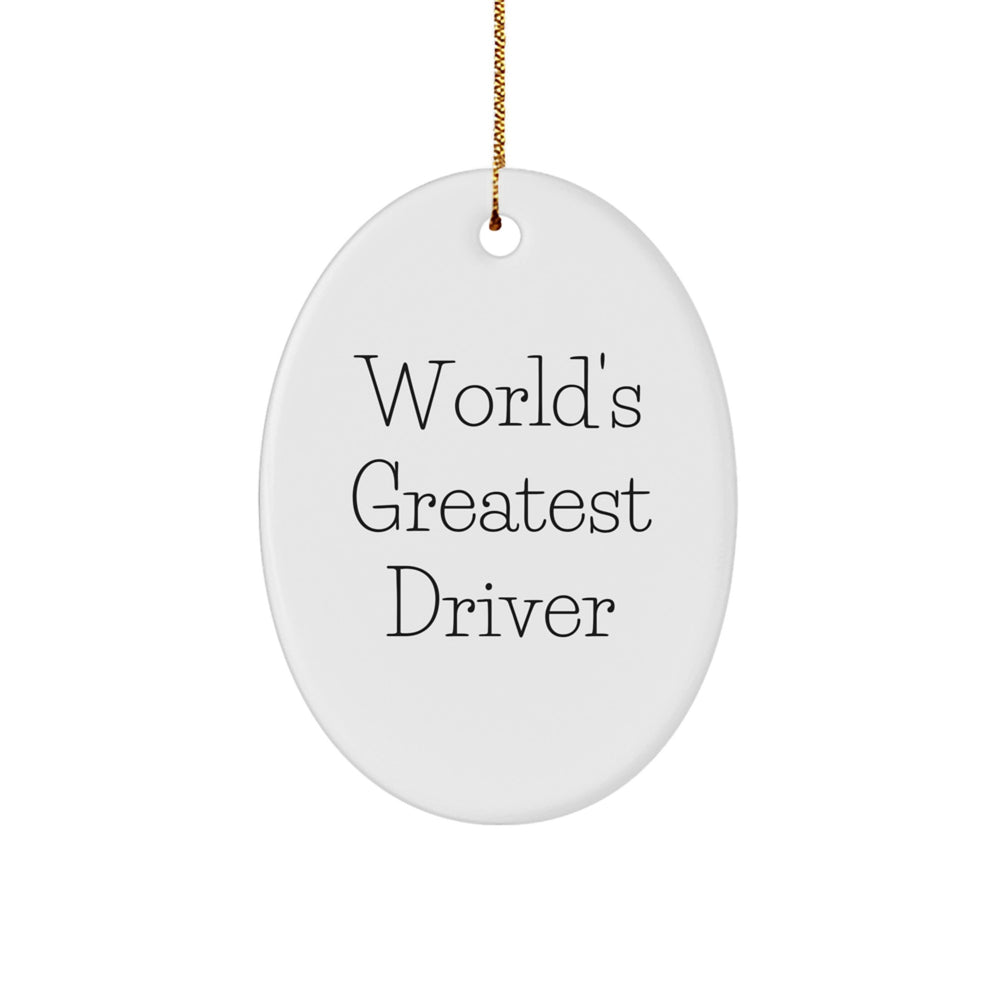 Funny Driver Gifts from Men - 'World's Greatest Driver' Oval Ornament for Christmas - Image 1