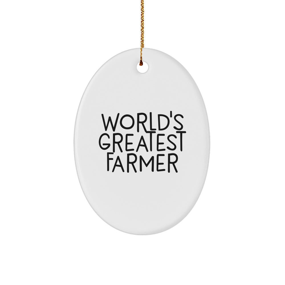 Farmer Gifts from Friends - World's Greatest Farmer Oval Ornament, Christmas Unique Presents - Image 1