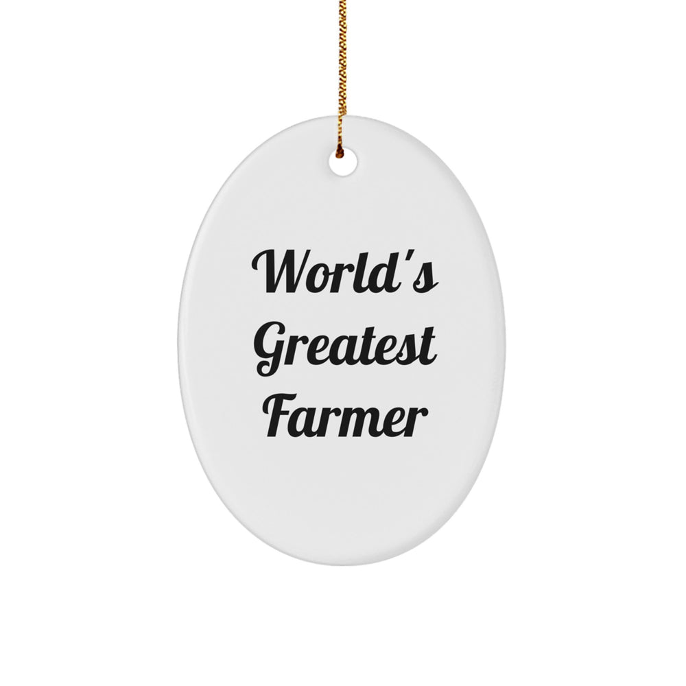 Farmer Gifts from Friends - 'World's Greatest Farmer' Oval Ornament, Unique Christmas Unique Gifts for Farmer, Men, Women, or Friends - Image 1