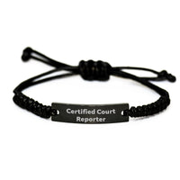 Load image into Gallery viewer, Funny Court Reporter Gifts from Men to Court Reporters on Valentine's Unique Rope Bracelet with Certified Court Reporter Quote - Image 1