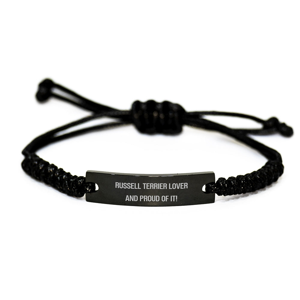 Russell Terrier Dog Lover Gifts, Funny Quote Rope Bracelet, Adjustable Black Stainless Steel, Birthday Unique Gifts from Friends, Gifts for Russell Terrier Dog Owners - Image 1