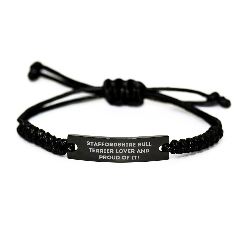 Staffordshire Bull Terrier Dog Enthusiast Funny Rope Birthday Unique Gift from Friends for Women, Unique Inspirational Quote, Adjustable Black Stainless Steel - Image 1