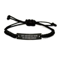 Load image into Gallery viewer, Funny Goddad Rope Bracelet Gifts for Him, &#39;Just Another Day Being An Awesome Goddad&#39; Quote, Rope Bracelet Christmas Unique Gifts from Men to Dad - Image 1
