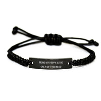 Load image into Gallery viewer, Funny Rope Bracelet Gifts from Family to Pappy on Christmas Unique Occasion - &#39;Being My Pappy Is The Only Gift You Need&#39; Engraved Rope Band with Interlaced Black Stainless Steel - Image 1
