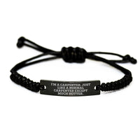 Load image into Gallery viewer, Carpenter Gifts from Friends for Men, &#39;I&#39;m A Carpenter&#39; Quote Rope Bracelet, Adjustable, Black, Graduation Unique Gifts for Him - Image 1

