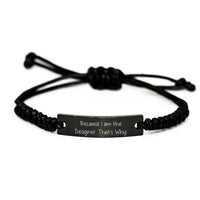 Load image into Gallery viewer, Funny Designer Rope Bracelet Gifts from Friends or Family - Unique Christmas Memorable Presents, Inspirational Quotes - Adjustable Black Stainless Steel Rope Jewelry - Image 1
