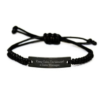 Load image into Gallery viewer, Sales Manager Keepsake Black Rope Bracelet for Him Birthday Gift - Image 1