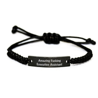 Load image into Gallery viewer, Gifts from Friends for Amazing Executive Assistant Rope Bracelet, Funny Quote, Black Stainless Steel with Interlaced Rope, Graduation Unique Gifts - Image 1