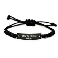 Load image into Gallery viewer, Janitor Rope Bracelet, Funny Quote Gifts from Men to Janitor for Graduation, Amazing F--king Janitor Inspirational Rope Bracelet for Janitor Friends Family - Image 1