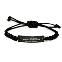 Load image into Gallery viewer, Black Adjustable Director Keepsake Rope Bracelet for Him Birthday Gift - Image 1