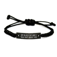 Load image into Gallery viewer, Black Cat Rope bracelet Funny Quote Gifts from Friends to Black Cat Lovers, Adjustable Men&#39;s Graduation Unique Gifts - Image 1
