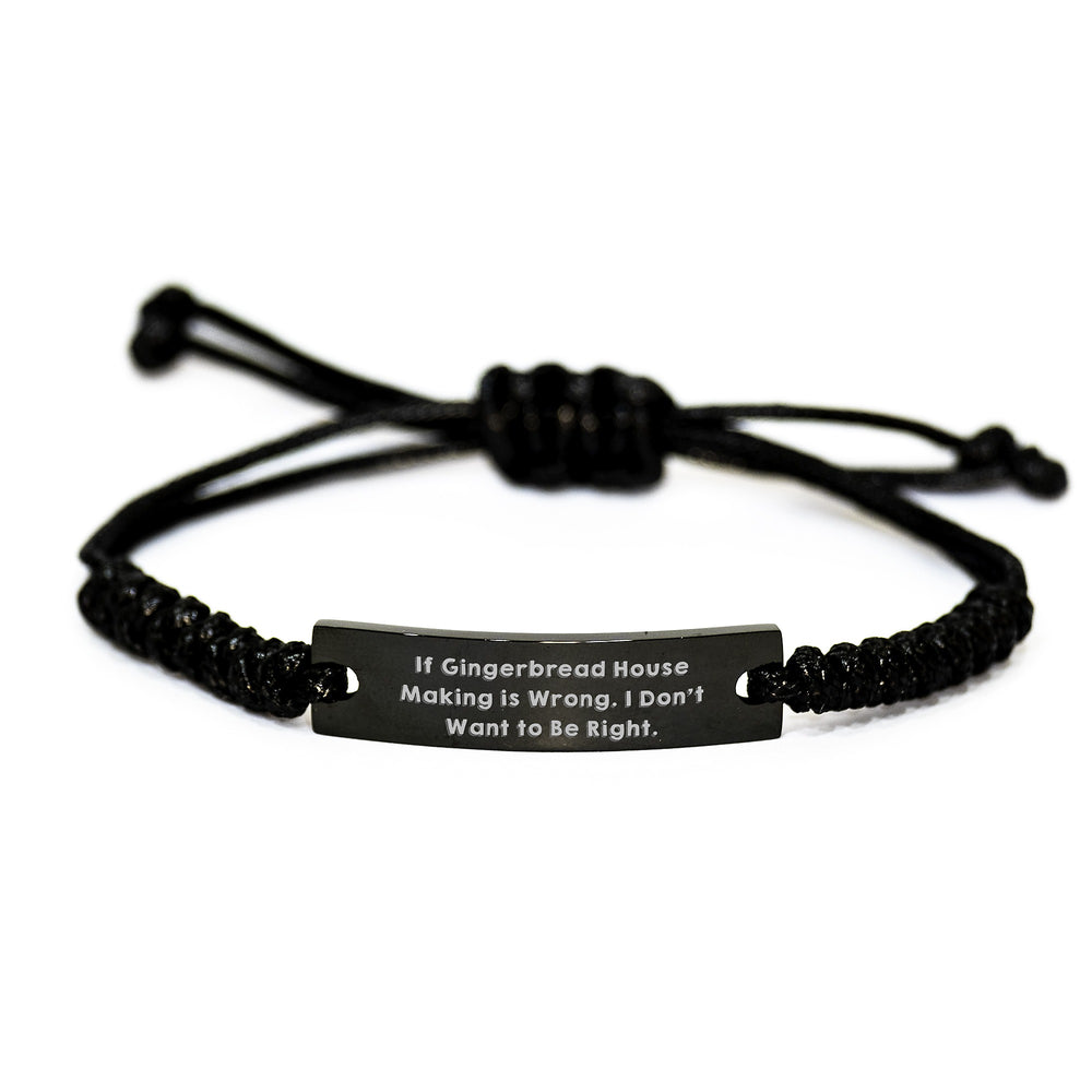 Gingerbread House Making Gifts, Funny Quote Rope Bracelte, Gifts from Friends for Graduation, Adjustable Black Stainless Steel - Image 1