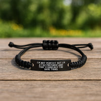 Load image into Gallery viewer, Funny Tax Preparer Gifts, &#39;I&#39;m Not Perfect&#39; Rope Bracelet for Birthday, Gifts from Friends to Tax Preparer, Adjustable Black Rope Jewelry - Image 2

