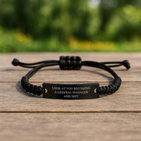 Load image into Gallery viewer, Funny General Manager Gifts, &#39;Look At You Becoming A General Manager And Shit&#39; Rope Bracelet, Birthday Unique Gifts from Friends to Coworkers - Image 2
