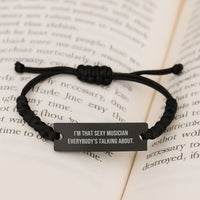 Load image into Gallery viewer, Musician Keepsake Rope Bracelet for Him Birthday Gift Stylish Black - Image 3
