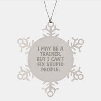Load image into Gallery viewer, Funny Trainer Gifts from Friends, I May Be a Trainer But I Cant Fix Stupid People Snowflake Ornament for Trainer, Christmas Unique Gifts for Men Women Coworkers - Image 1
