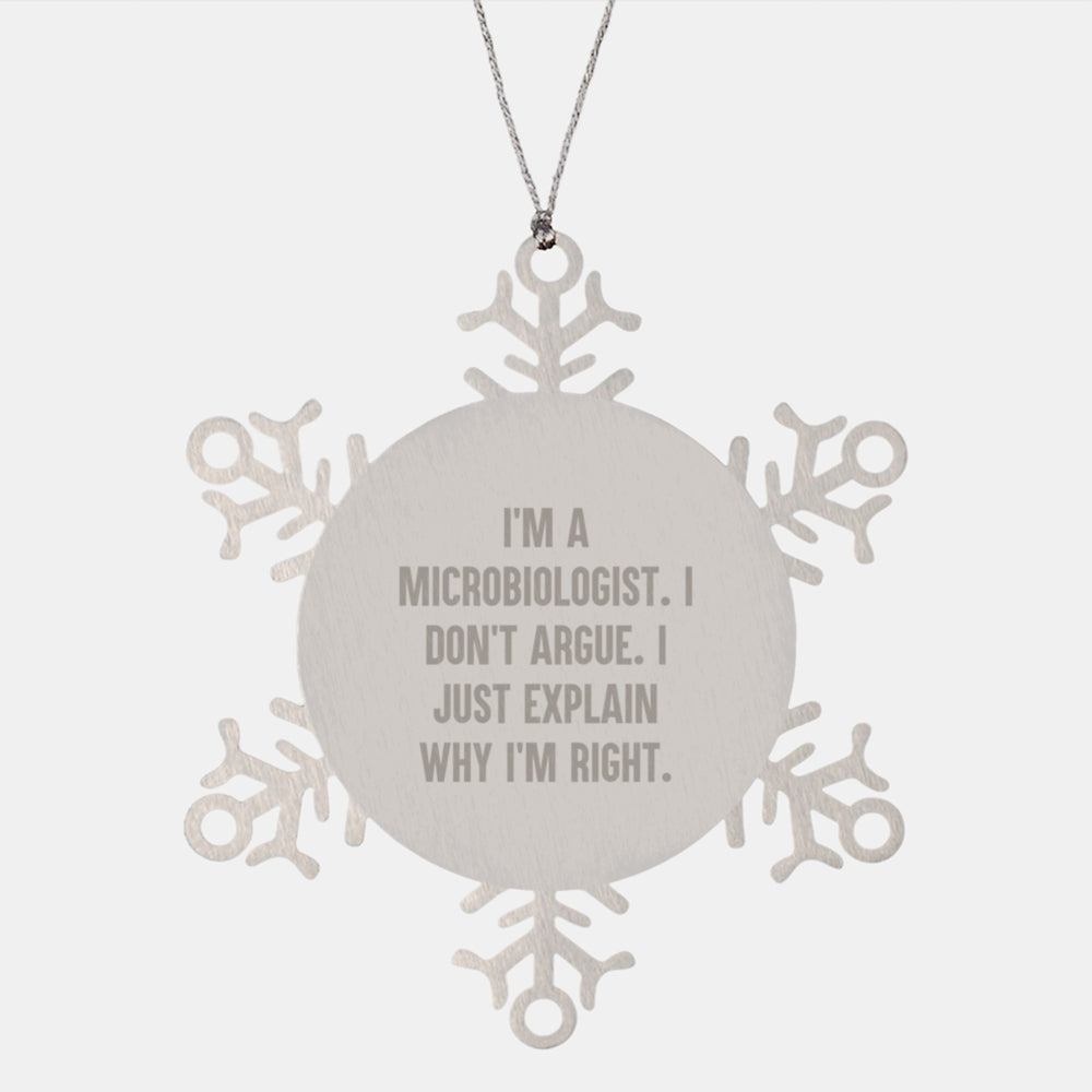 Funny Microbiologist Gifts from Family, Snowflake Ornament for Microbiologist Friends, Unique Christmas Unique Gifts for Him, Her, Friends, Family - Image 1