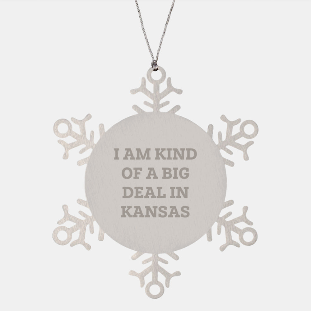 Unique Snowflake Ornaments from Kansas, Funny Quote Gifts for Friends and Family, Kansas Gifts for Christmas - Image 1