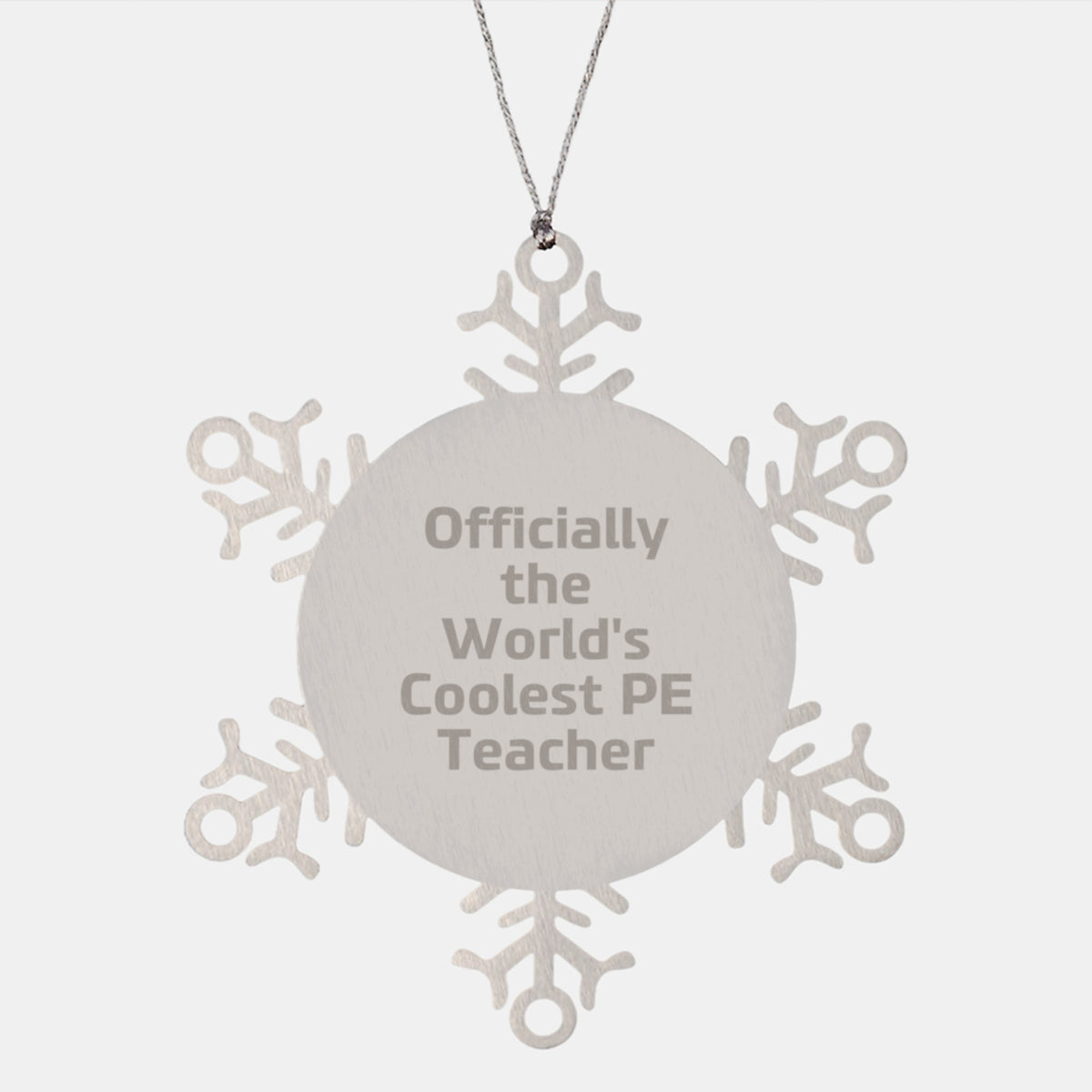 Funny PE Teacher Gifts from Men for Christmas Unique Snowflake Ornaments Officially The World's Coolest PE Teacher - Image 1