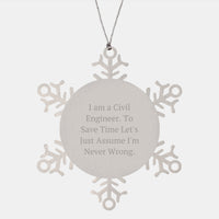 Load image into Gallery viewer, Civil Engineer Funny Snowflake Ornament Gifts for Him from Friends, Christmas Unique Ornaments for Men, Stainless Steel, Shatterproof - Image 1