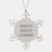 Load image into Gallery viewer, Grandma Gifts from Family Funny Snowflake Ornament, OKAYEST Grandma, Christmas Unique Gifts for Grandma, Stainless Steel Snowflake Ornament - Image 1