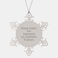 Load image into Gallery viewer, Funny Athletic Trainer Gifts from Friends for Friends - Snowflake Ornament, Keep Calm I'm (almost) An Athletic Trainer, Christmas Unique Gifts - Image 1