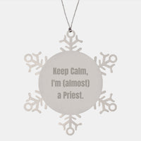 Load image into Gallery viewer, Funny Priest Snowflake Ornaments Gifts for Men from Friends, Christmas Unique Presents with Inspirational Quote - 'Keep Calm, I'm (almost) A Priest.' - Image 1