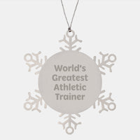 Load image into Gallery viewer, Funny World&#39;s Greatest Athletic Trainer Snowflake Ornament Gift for Men or Women Friends Coworkers Family Christmas - Image 1
