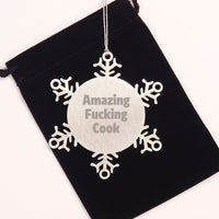 Load image into Gallery viewer, Funny Cook Quote Snowflake Ornament Gifts from Men to Cook Friends, Unique Christmas Ornament for the Amazing F--king Cook - Image 2
