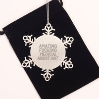 Load image into Gallery viewer, Funny Medical Assistant Gifts from Friends, Snowflake Ornament for Medical Assistants, Amazing F--king Quote Christmas Unique Gifts - Image 2
