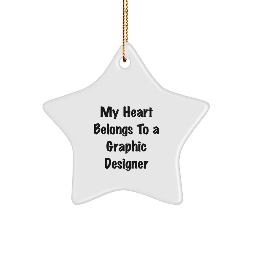 Gifts from Men to Graphic Designer - My Heart Belongs To A Graphic Designer Star Ornament, Christmas Unique Gifts for Her - Image 1