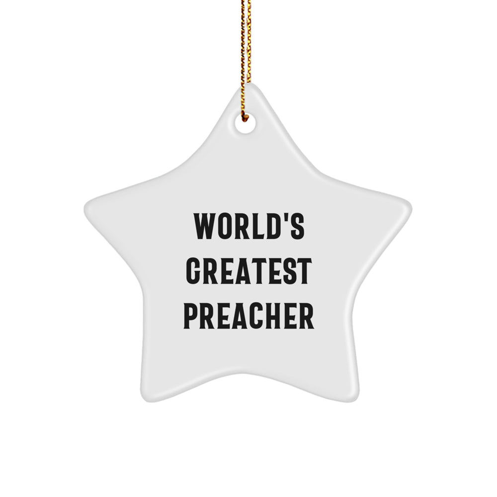 Gifts from Friends and Family - 'World's Greatest Preacher' Star Ornament for Preachers, Christmas Unique Gifts - Image 1