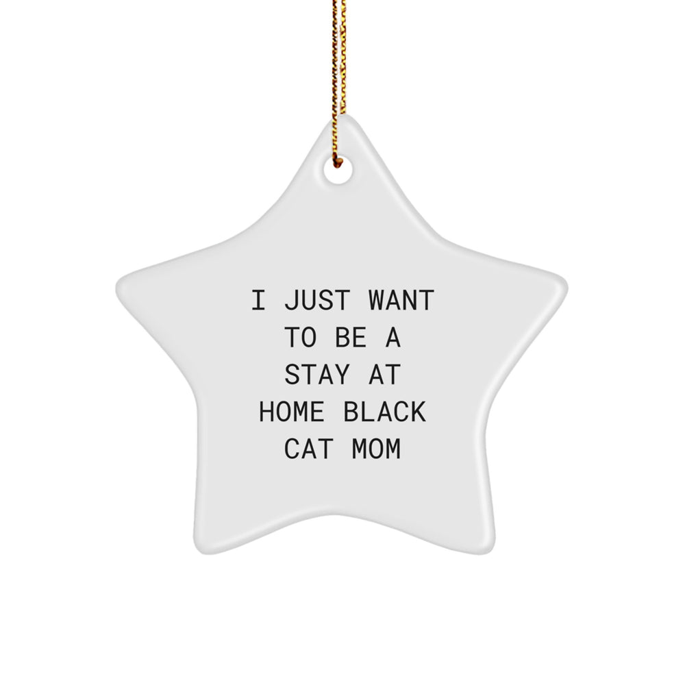 Funny Black Cat Mom Gift, 'I Just Want To Be A Stay At Home Black Cat Mom', Star Ornament for Black Cat Lovers, Christmas Unique Gifts from Family to Friends - Image 1