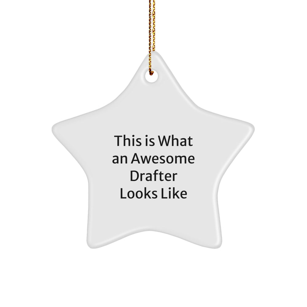 Drafter Gifts, Funny Star Ornament for Christmas, 'This Is What An Awesome Drafter Looks Like', Gifts from Friends to Family - Image 1