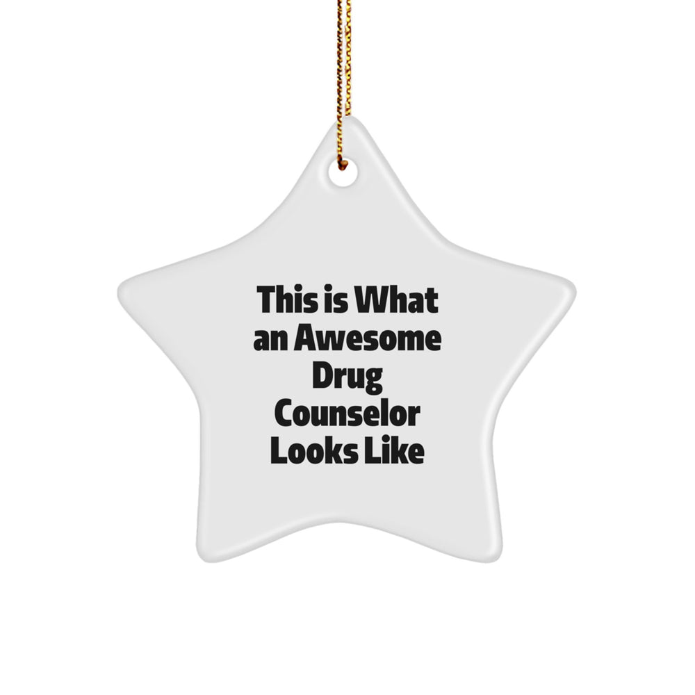 Drug Counselor Star Ornament, 'This Is What An Awesome Drug Counselor Looks Like', Funny, Gifts from Men, Gifts for Drug Counselor, Christmas Unique Gifts - Image 1