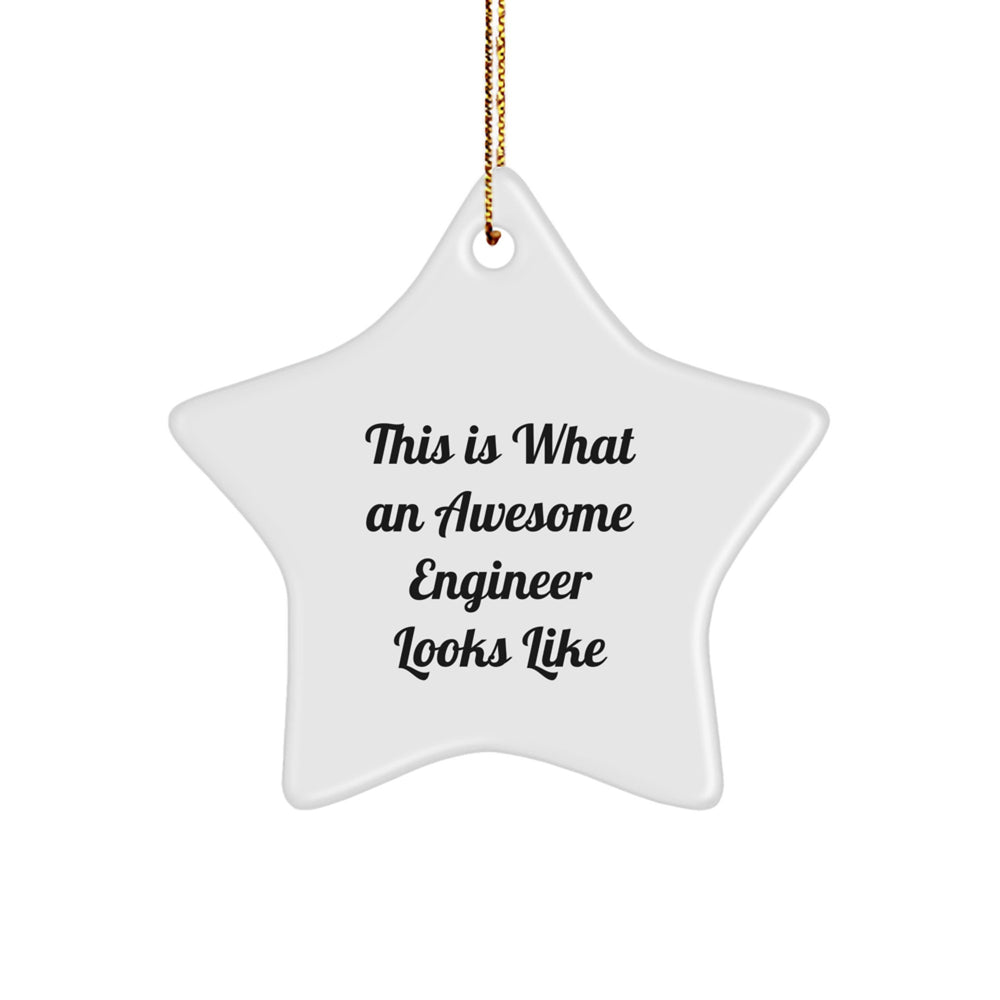 Funny Engineer Gifts from Friends - This Is What An Awesome Engineer Looks Like Star Ornament for Christmas - Image 1
