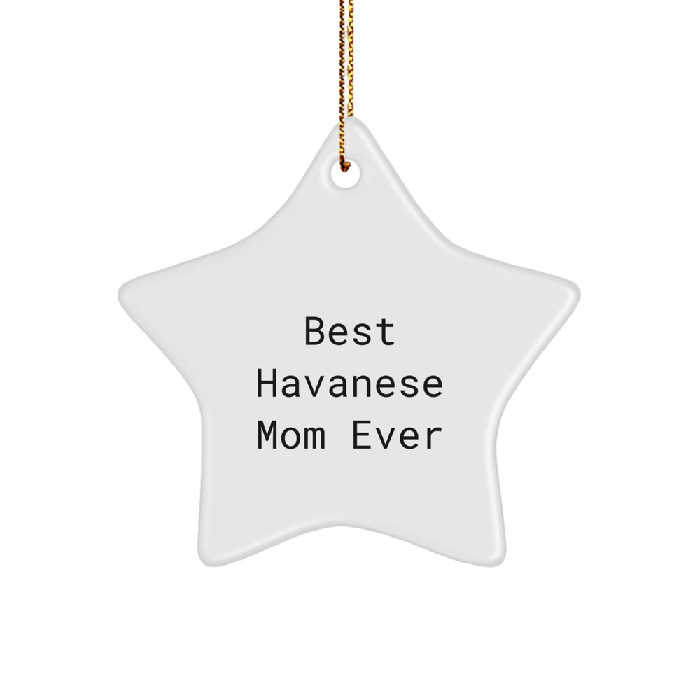 Havanese Dog Star Ornament Gifts from Best Mom Ever, Christmas Unique Present for Havanese Dog Mom, Funny Quote - Image 1