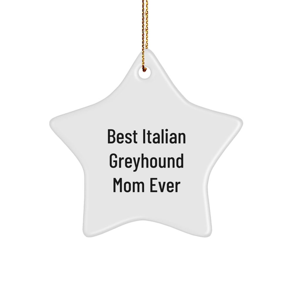 Italian Greyhound Dog Mom Gifts from Friends for Christmas Unique Star Ornament, 'Best Italian Greyhound Mom Ever' Quote, Italian Greyhound Dog Gifts for Italian Greyhound Dog Lovers - Image 1