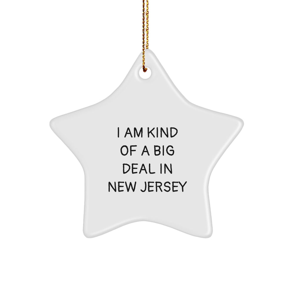 New Jersey Star Ornament, 'I Am Kind Of A Prime Selection In New Jersey' Funny Christmas Unique Gift for Friends, Family, Coworkers from New Jersey, Star Ornament for Men, Women, New Jersey Lovers - Image 1