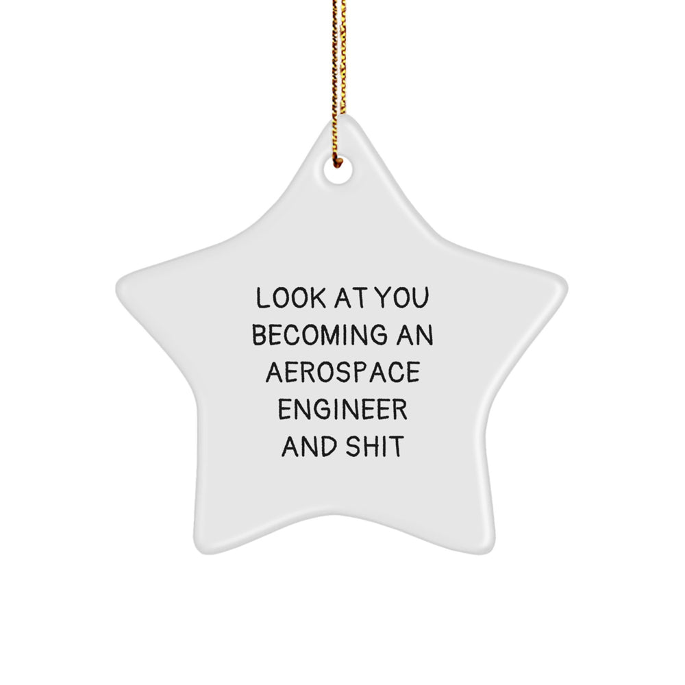 Funny Aerospace Engineer Gifts from Friends, Star Ornament for Christmas Unique Gifts, Look At You Becoming An Aerospace Engineer And Shit - Image 1