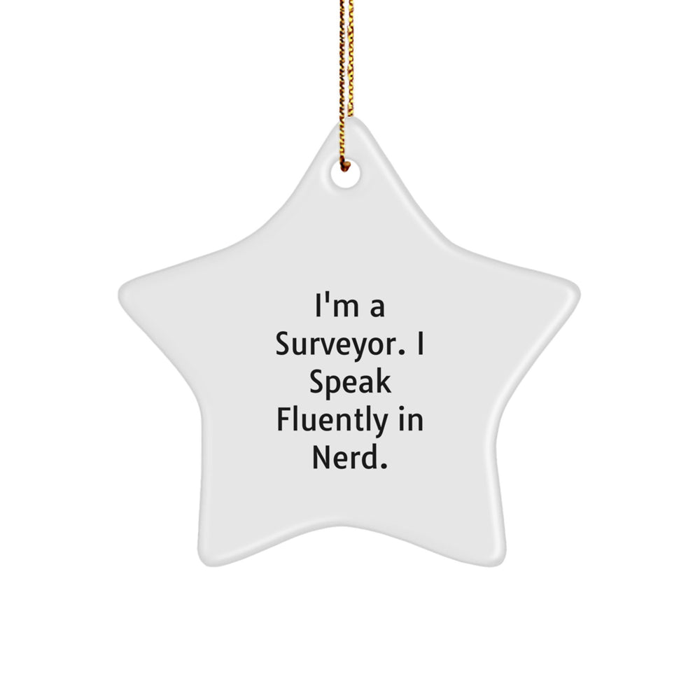 Funny Surveyor Gifts For Men - I'm A Surveyor. I Speak Fluently In genius. Christmas Star Ornament from Friends, Family - Image 1