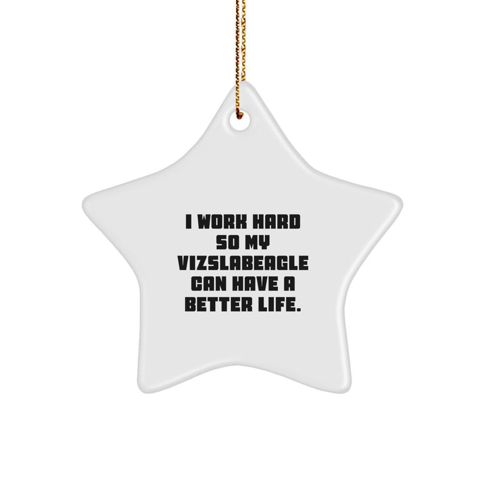 Vizsla Dog Lovers Gifts for Men Friends Family - Star Ornament Gifts from I Work Hard So My Vizslabeagle Can Have A Better Life., Christmas Unique Gifts for Vizsla Dog Owners - Image 1