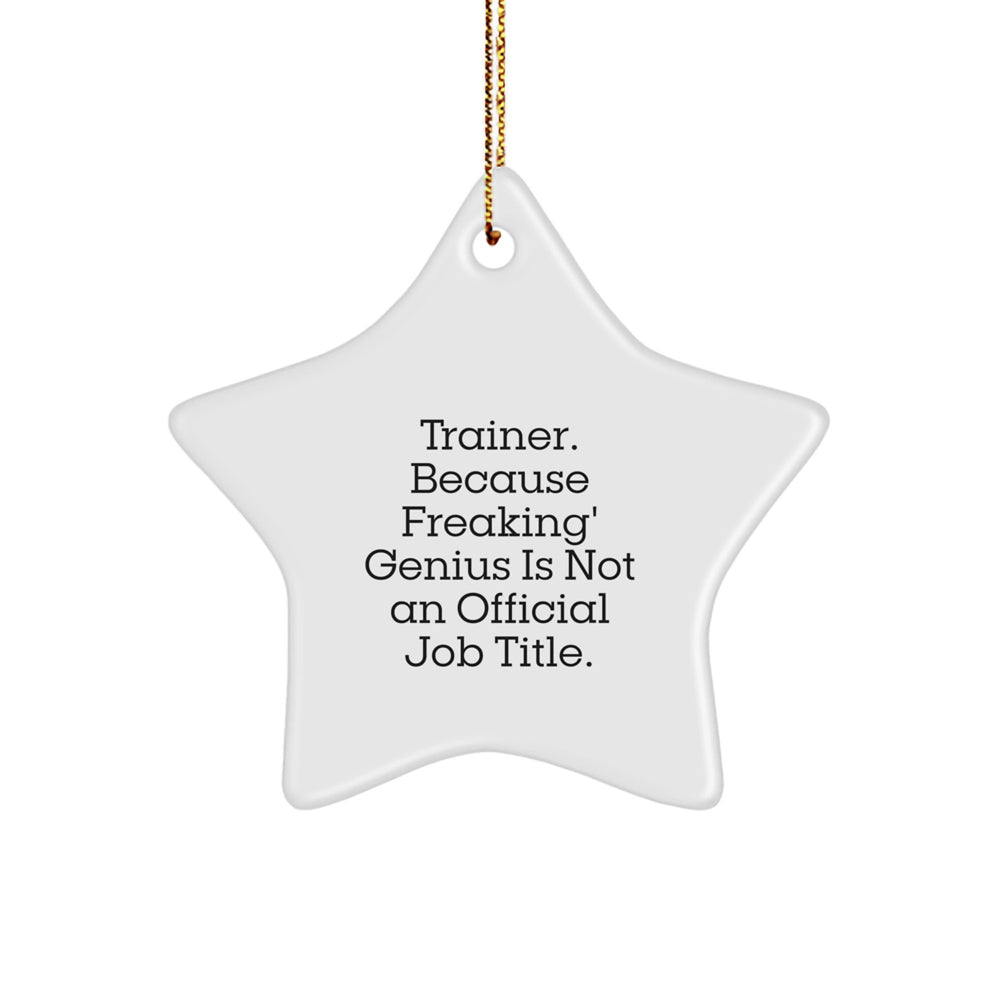 Trainer Gifts from Friends, Family, or Coworkers - Star Ornament with Funny Quote, 'Trainer. Because Freaking' genius Is Not An Official Job Title.' - Unique Christmas Unique Gifts - Image 1