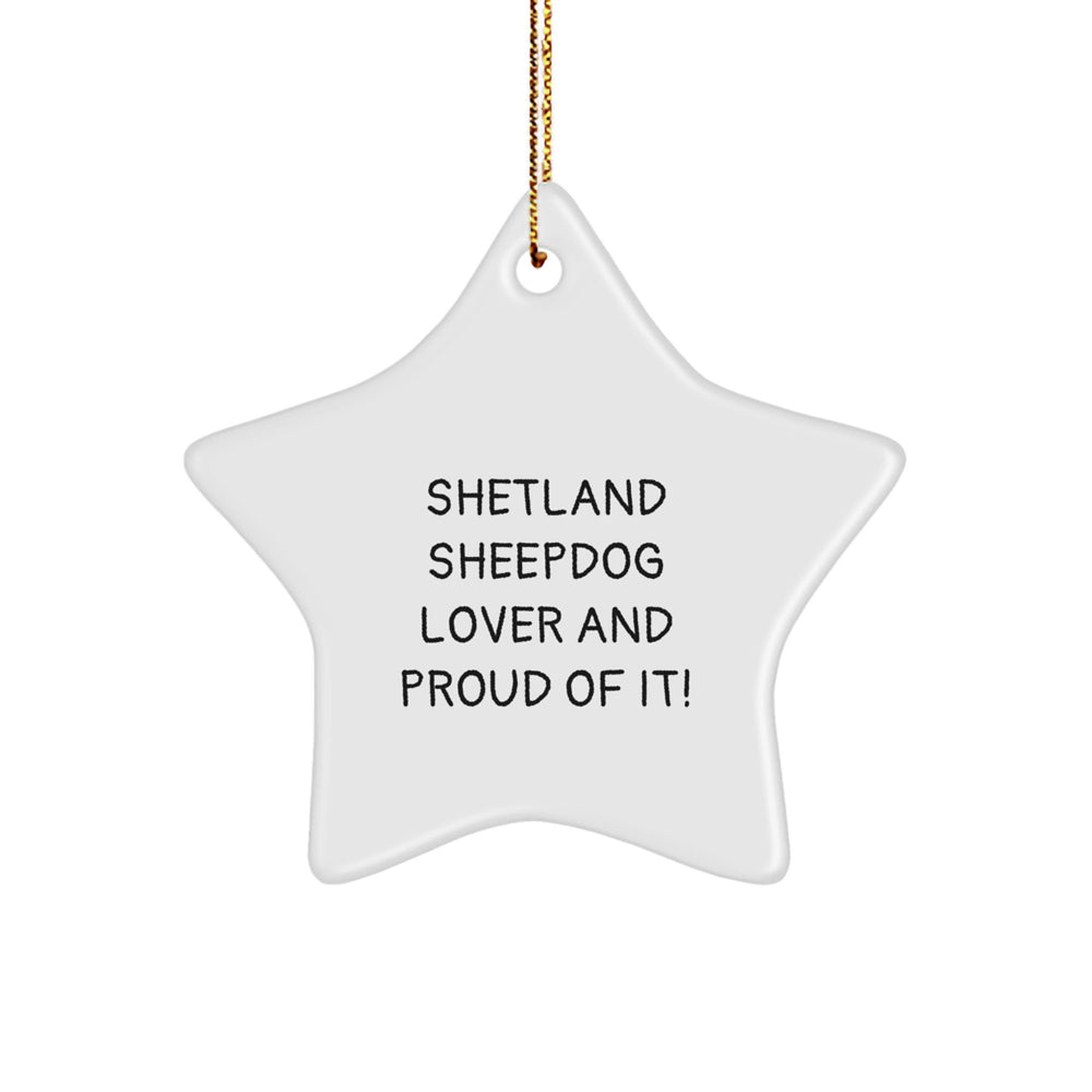 Shetland Sheepdog Lover Gifts for Men, Women, Friends, or Family - Star Ornament with Funny Quote 'Shetland Sheepdog Lover And Proud Of It!' - Unique Christmas Unique Gift Ideas - Image 1
